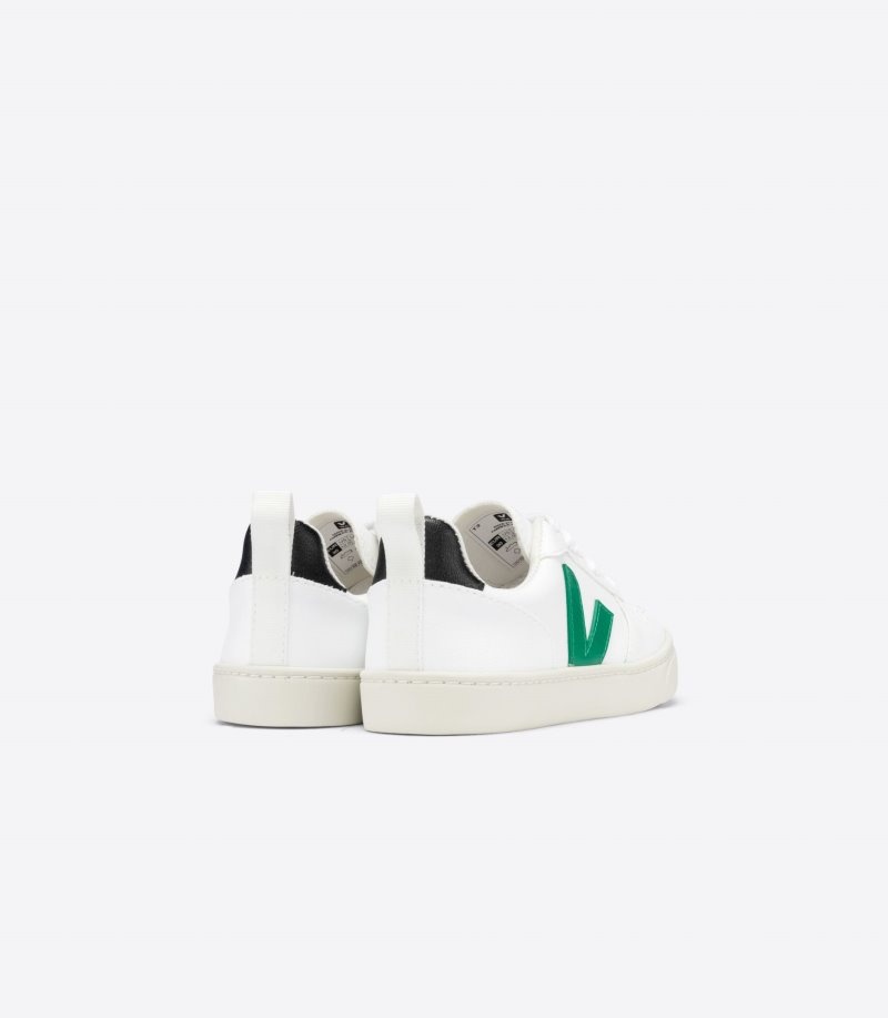 Veja V-10 Kanten CWL Sneakers Kinderen Wit Groen Zwart | IDG-0974