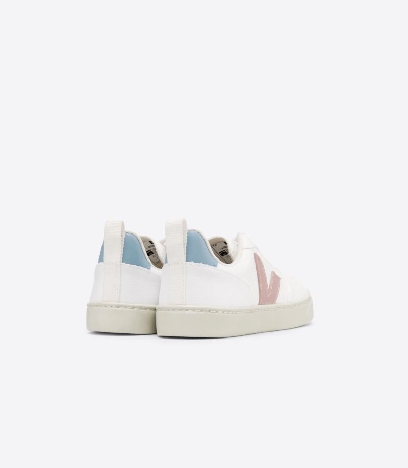 Veja V-10 Laces CWL Sneakers Kinderen Wit Roze Blauw | HZN-7543