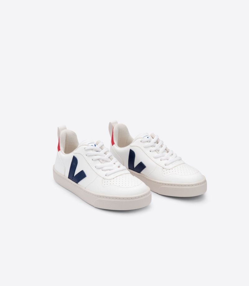 Veja V-10 Laces CWL Sneakers Kinderen Wit Diepblauw | TNE-9475