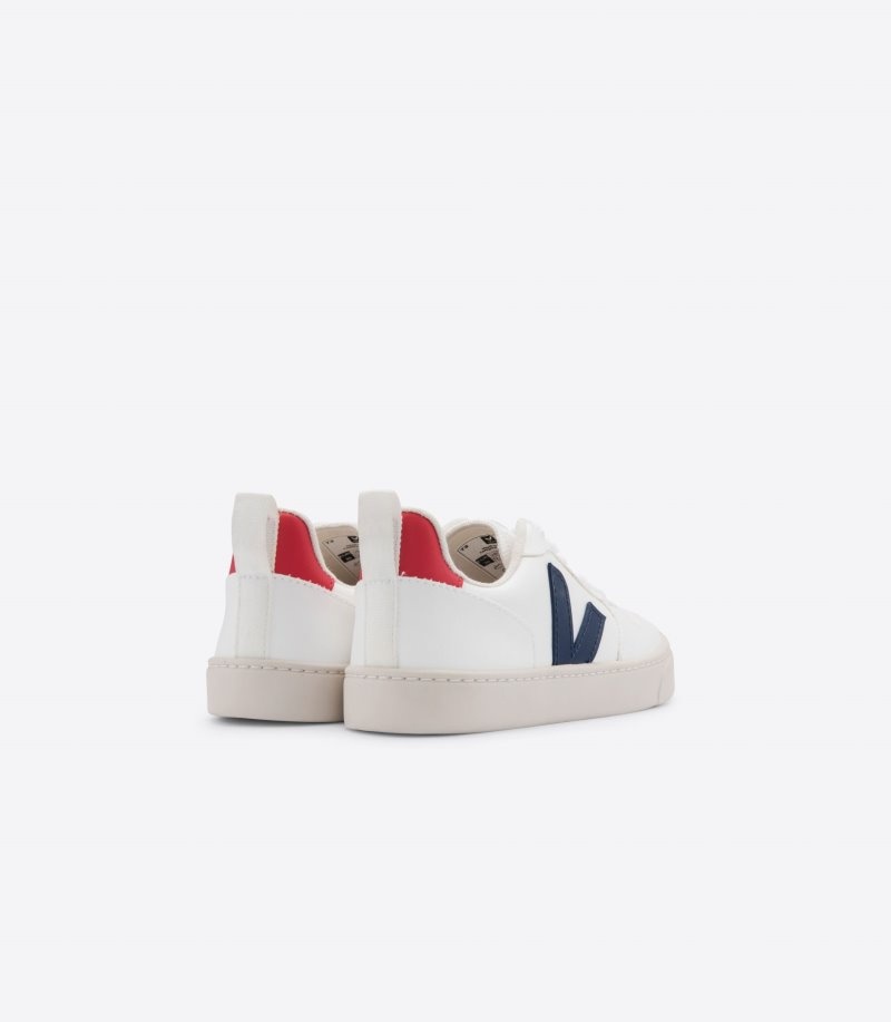 Veja V-10 Laces CWL Sneakers Kinderen Wit Diepblauw | TNE-9475