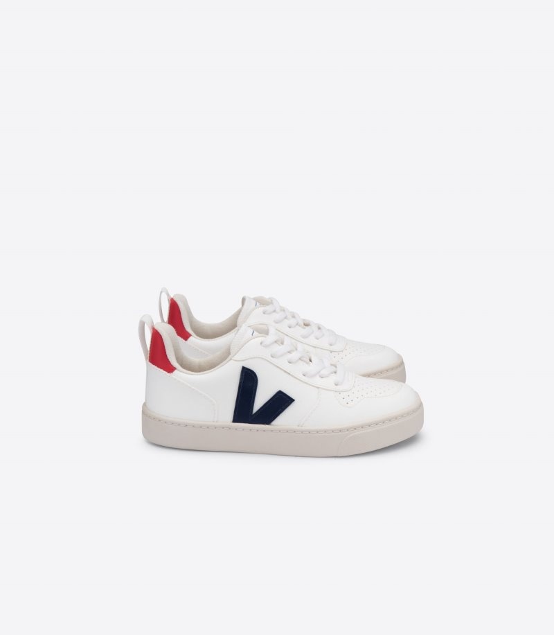 Veja V-10 Laces CWL Sneakers Kinderen Wit Diepblauw | TNE-9475