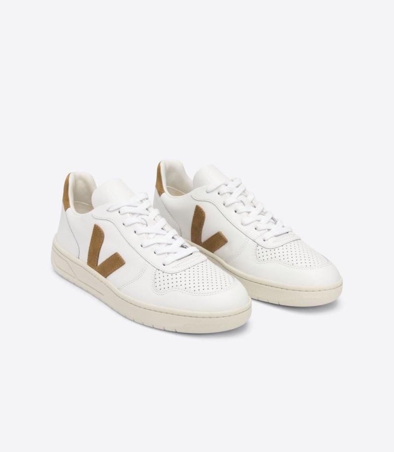 Veja V-10 Leren Sneakers Dames Wit Bruin | 3WZXXA