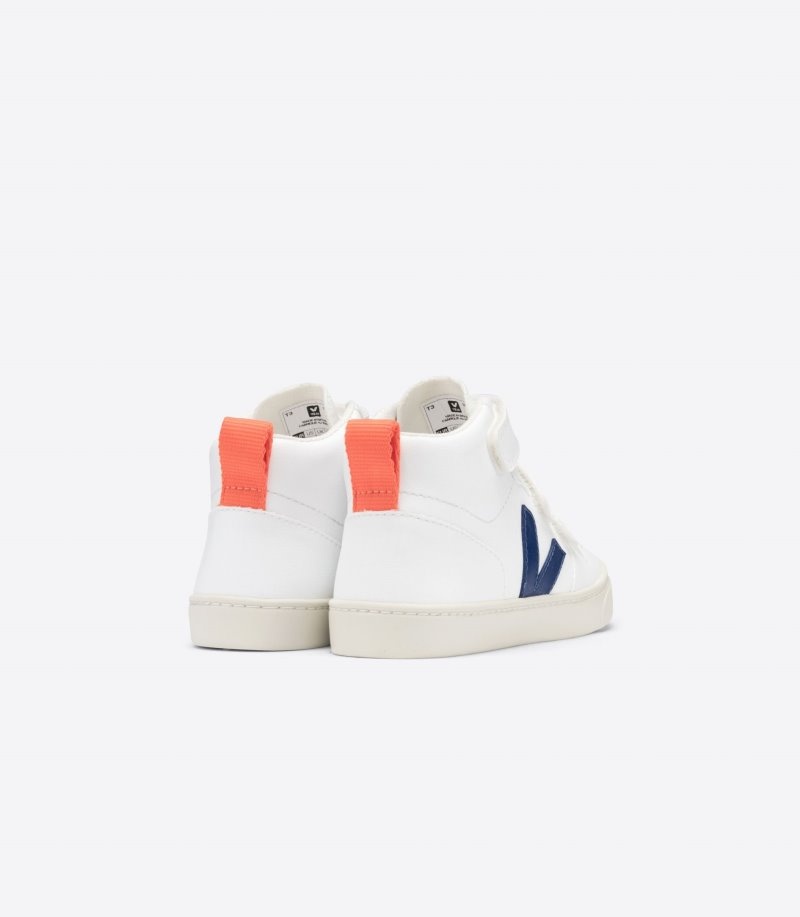 Veja V-10 Mid CWL Sneakers Kinderen Wit Diepblauw Oranje | GUU-2952