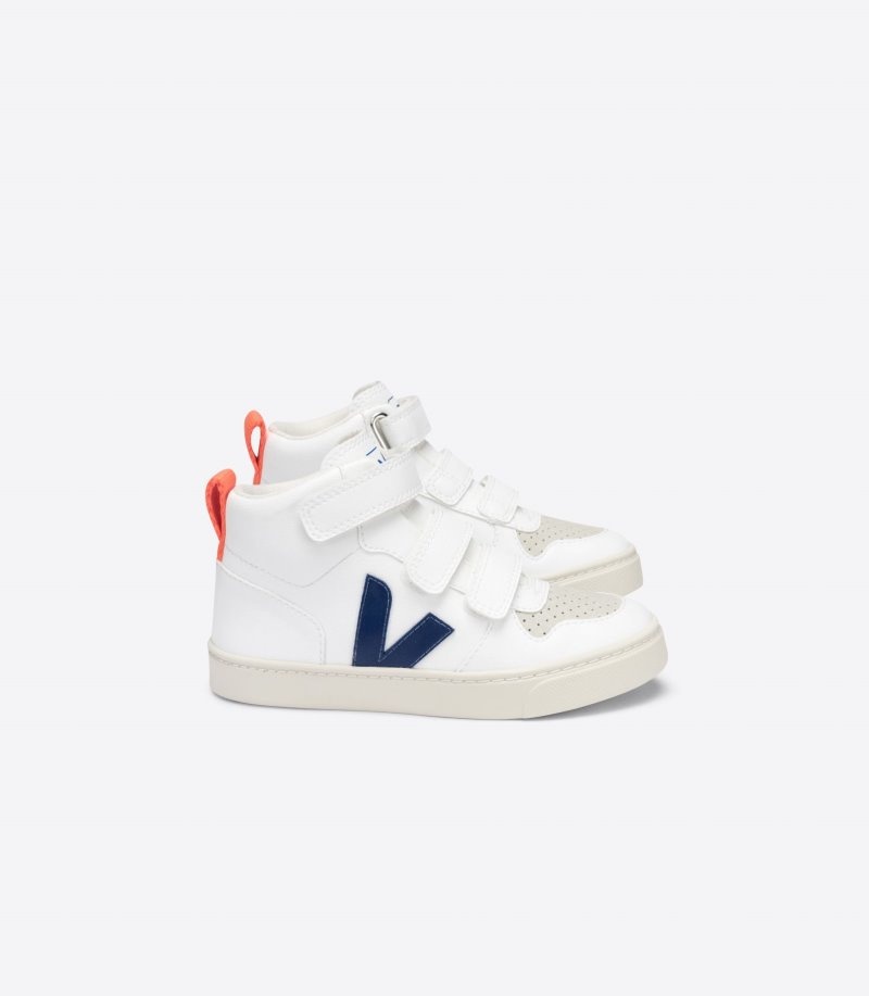 Veja V-10 Mid CWL Sneakers Kinderen Wit Diepblauw Oranje | GUU-2952