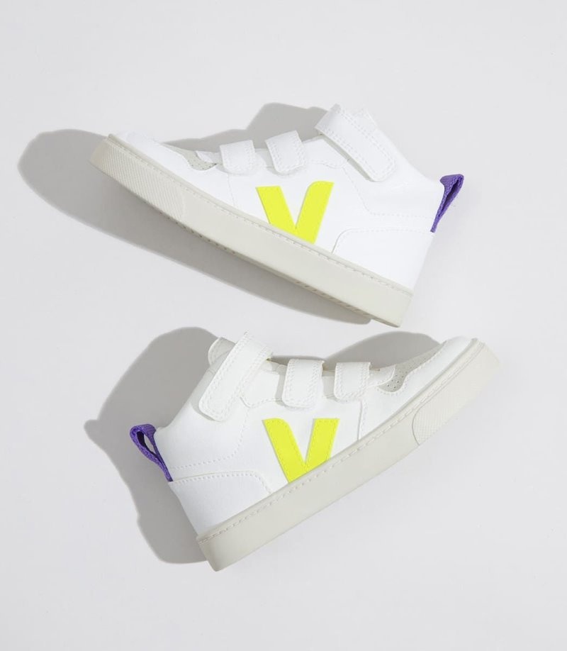 Veja V-10 Mid CWL Sneakers Kinderen Wit Geel Paars | YBM-3067