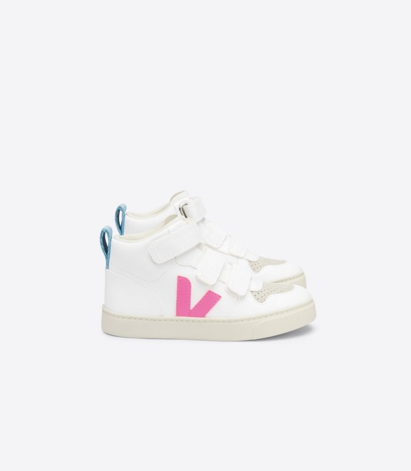 Veja V-10 Mid CWL Sneakers Kinderen Wit Roze | LZH-8321