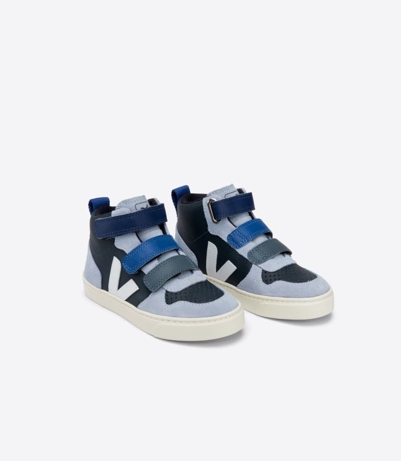 Veja V-10 Mid Chromefree Leren Sneakers Kinderen Donkerblauw Blauw | JOY-2883