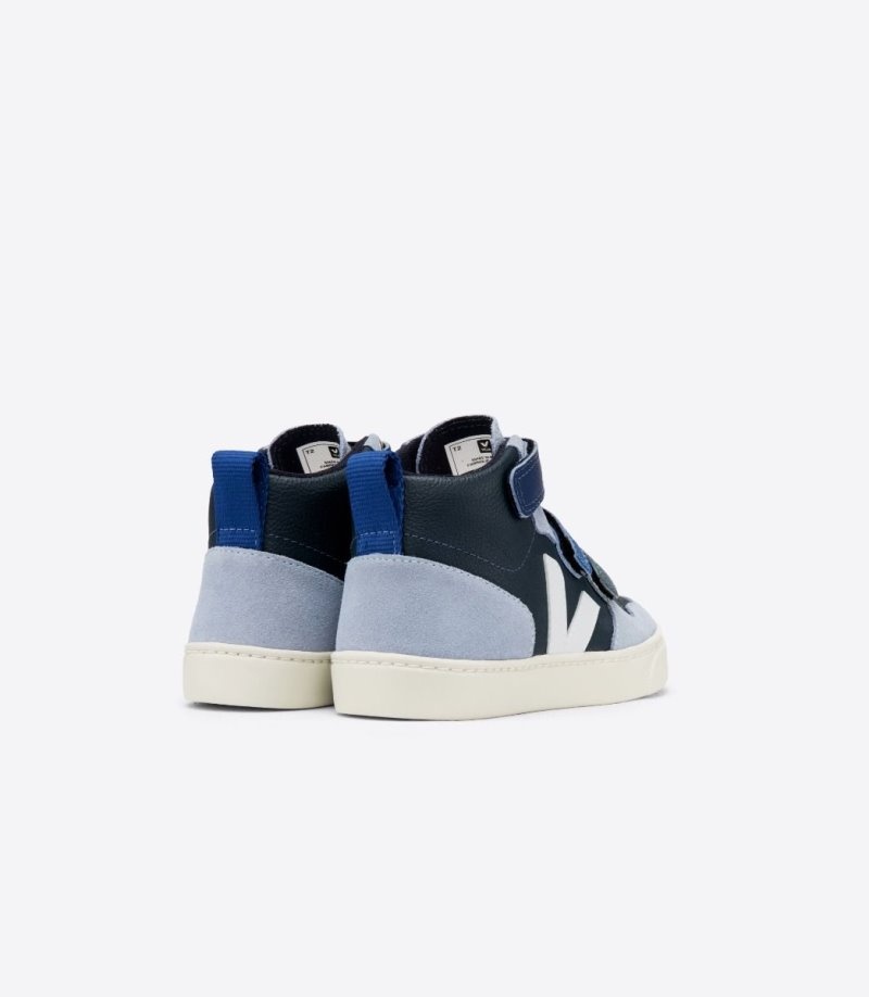 Veja V-10 Mid Chromefree Leren Sneakers Kinderen Donkerblauw Blauw | JOY-2883