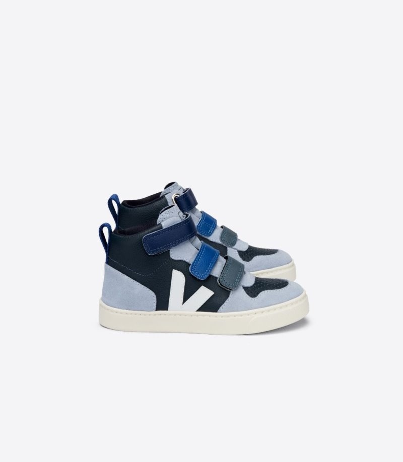 Veja V-10 Mid Chromefree Leren Sneakers Kinderen Donkerblauw Blauw | JOY-2883