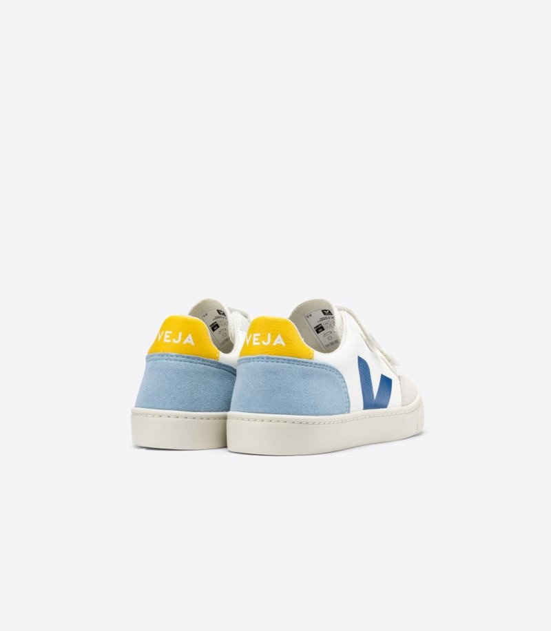 Veja V-12 Chromefree Leren Sneakers Kinderen Wit Donkerblauw | EIF-7586