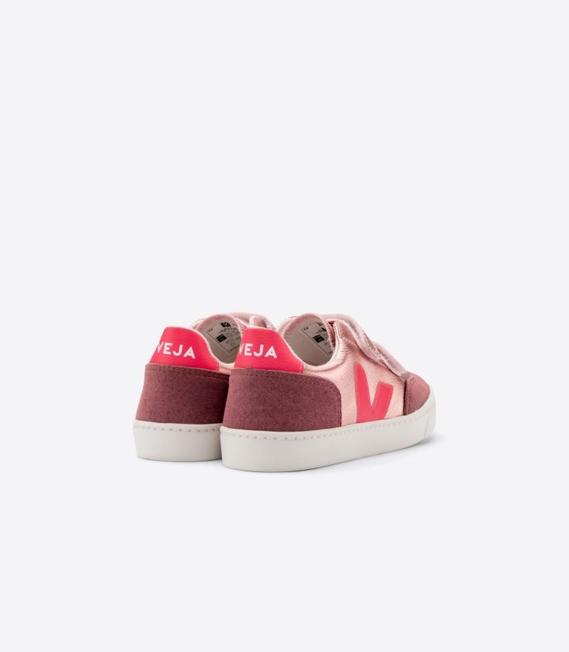 Veja V-12 Chromefree Leren Sneakers Kinderen Roze Roze | EWO-1949