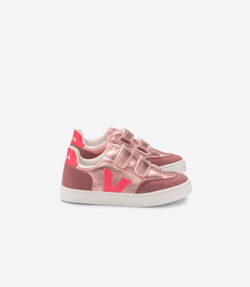 Veja V-12 Chromefree Leren Sneakers Kinderen Roze Roze | EWO-1949