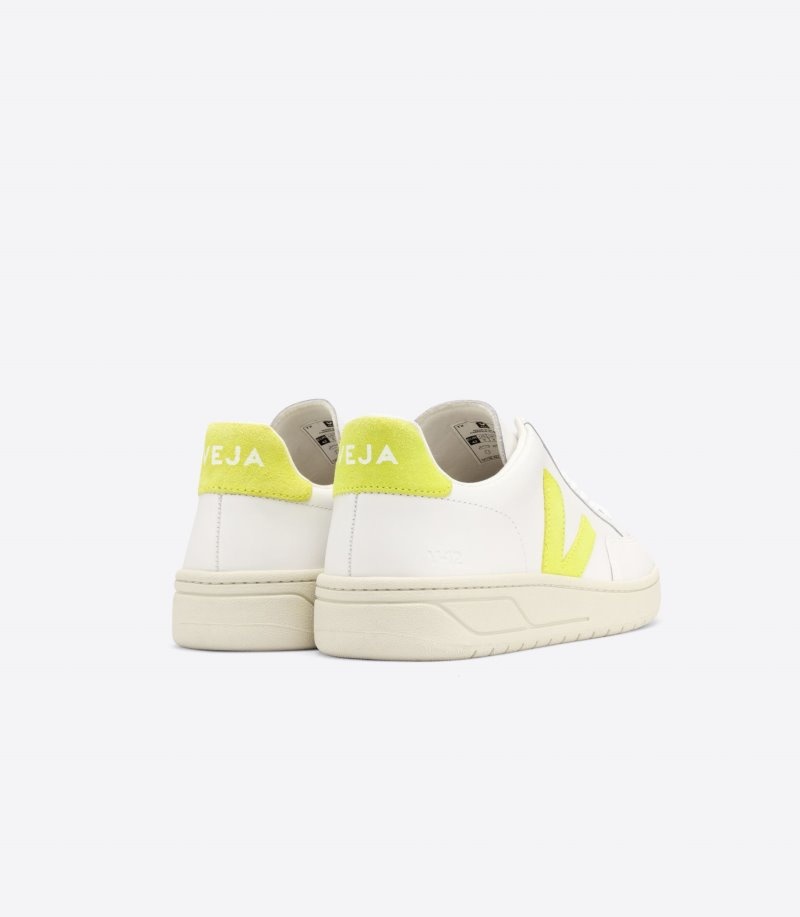 Veja V-12 Leren Sneakers Dames Wit Geel | KVXTPM