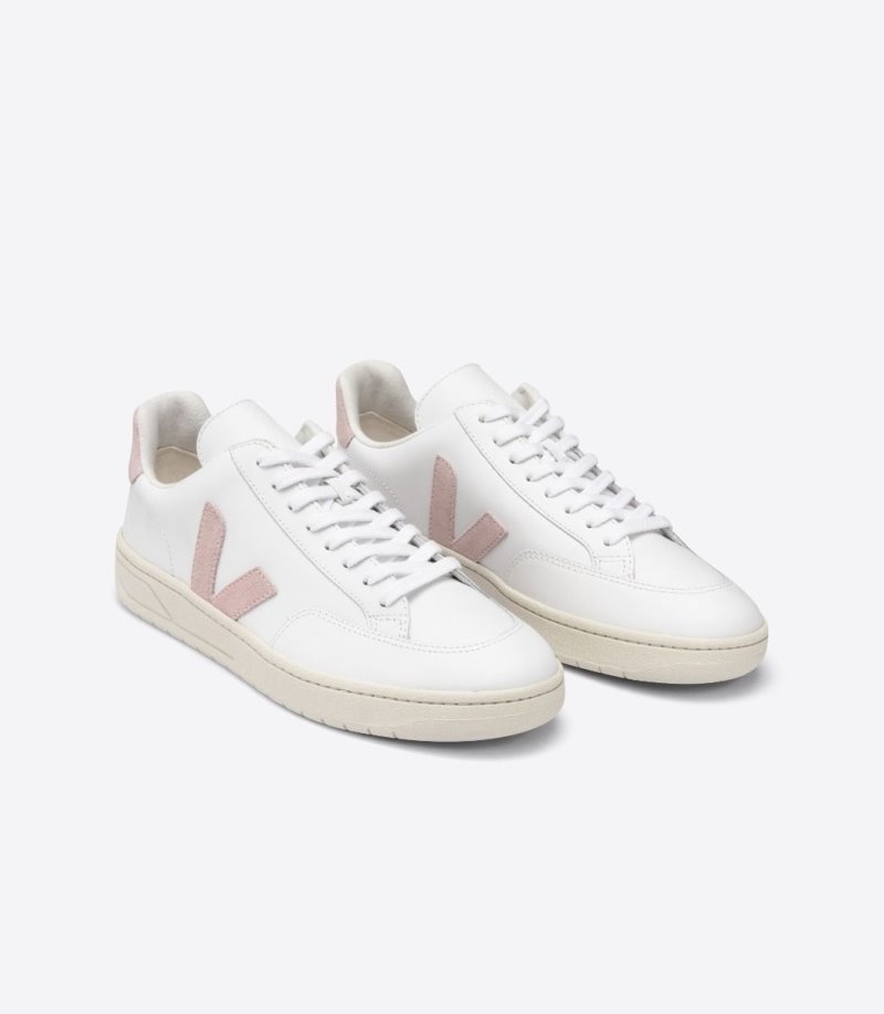 Veja V-12 Leren Sneakers Dames Wit Roze | MDYP0Q