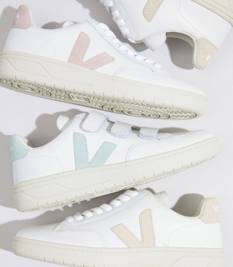 Veja V-12 Leren Sneakers Dames Wit Roze | MDYP0Q