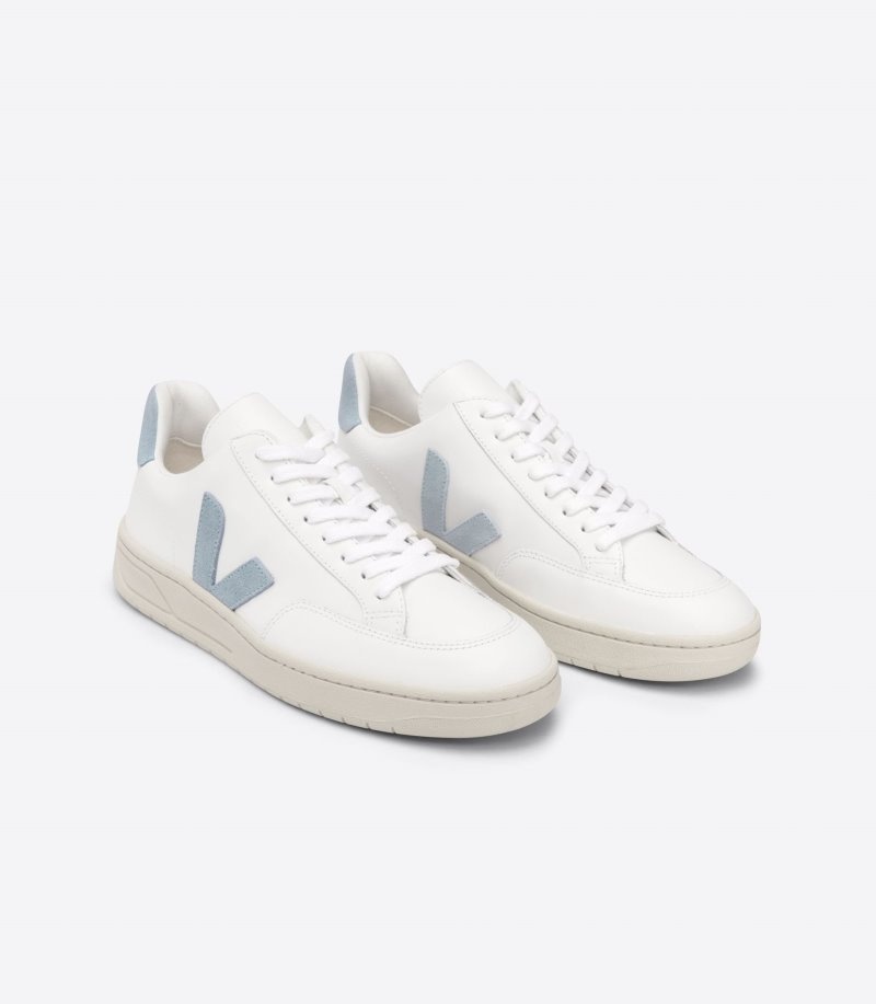 Veja V-12 Leren Sneakers Heren Wit Blauw | YVPQLG