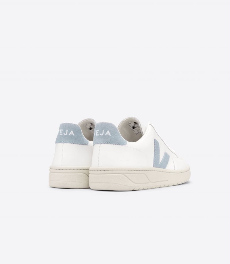 Veja V-12 Leren Sneakers Heren Wit Blauw | YVPQLG