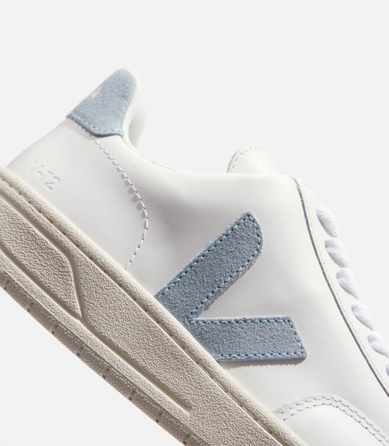 Veja V-12 Leren Sneakers Heren Wit Blauw | YVPQLG