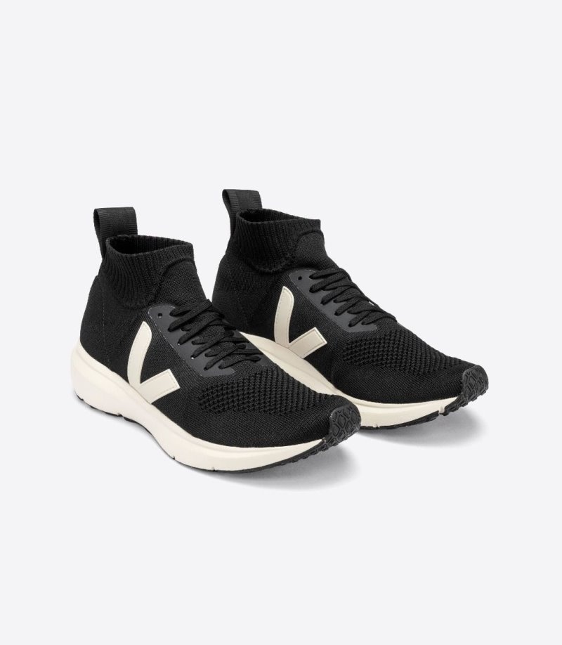 Veja V-knit Veja X Rick Owens Mid Sneakers Dames Zwart Wit | YX7JLI