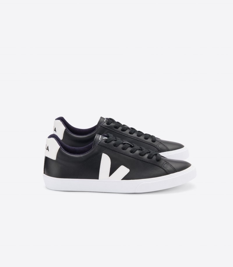 Veja Vstore Esplar Leren Sneakers Dames Zwart Wit | WSW-6136