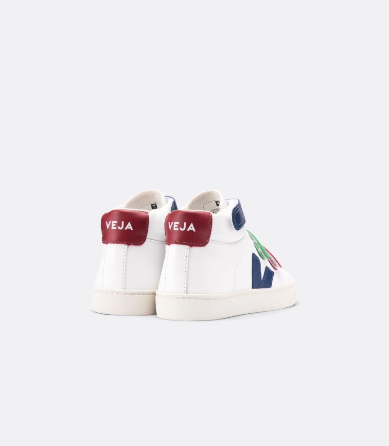 Veja Vstore Esplar Mid Leren Sneakers Kinderen Wit Diepblauw Bordeaux | MLO-0151