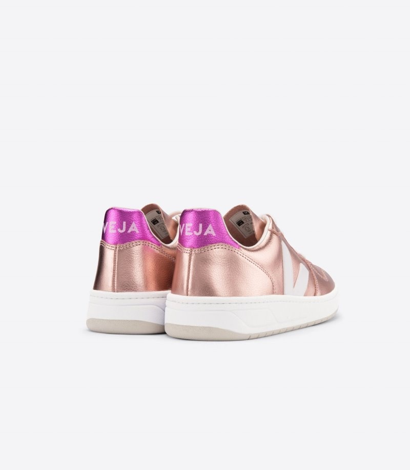 Veja Vstore V-10 Leren Sneakers Dames Roze Wit | X9O0N5